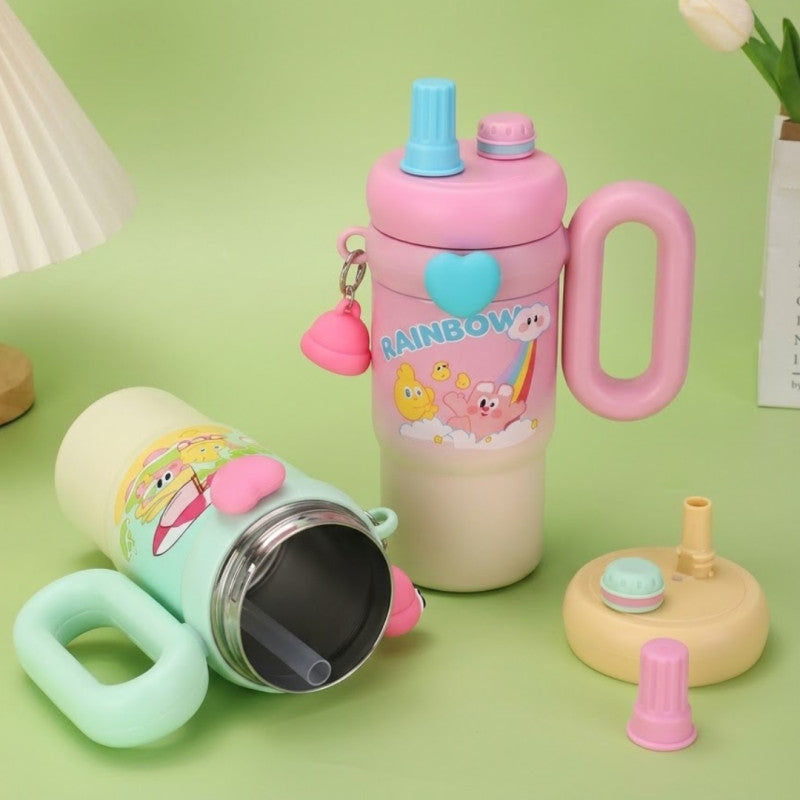 Kawaii Rainbow Insulated Tumbler Sipper With Handle