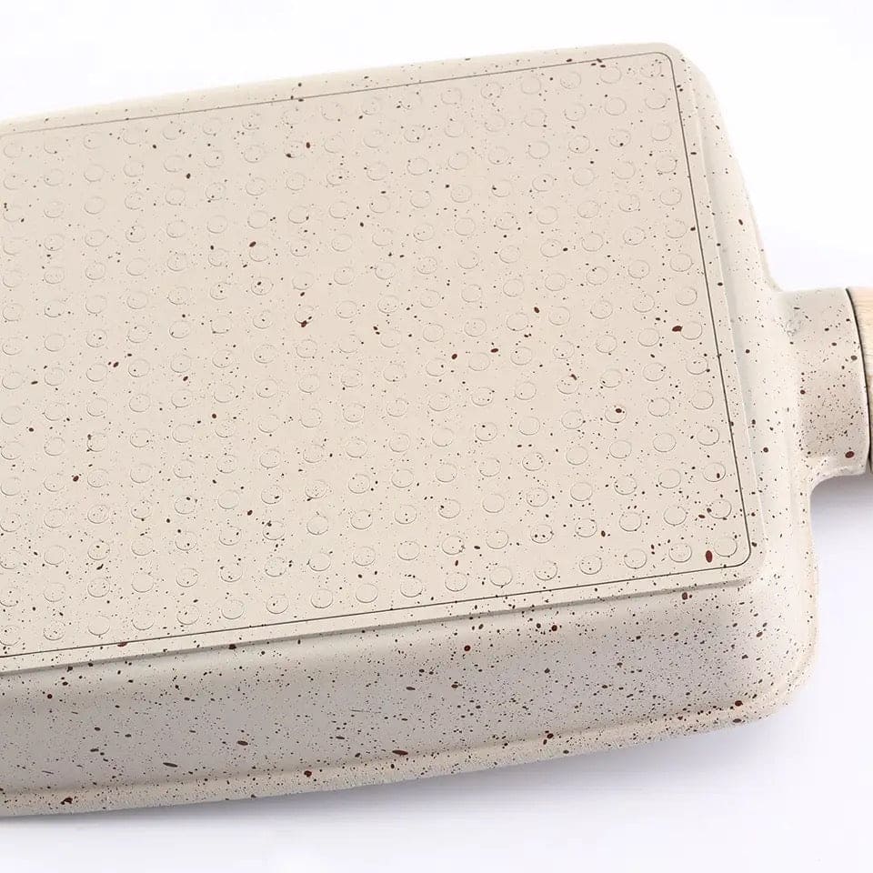 Square Ceramic Frying Pan With Wooden Handle