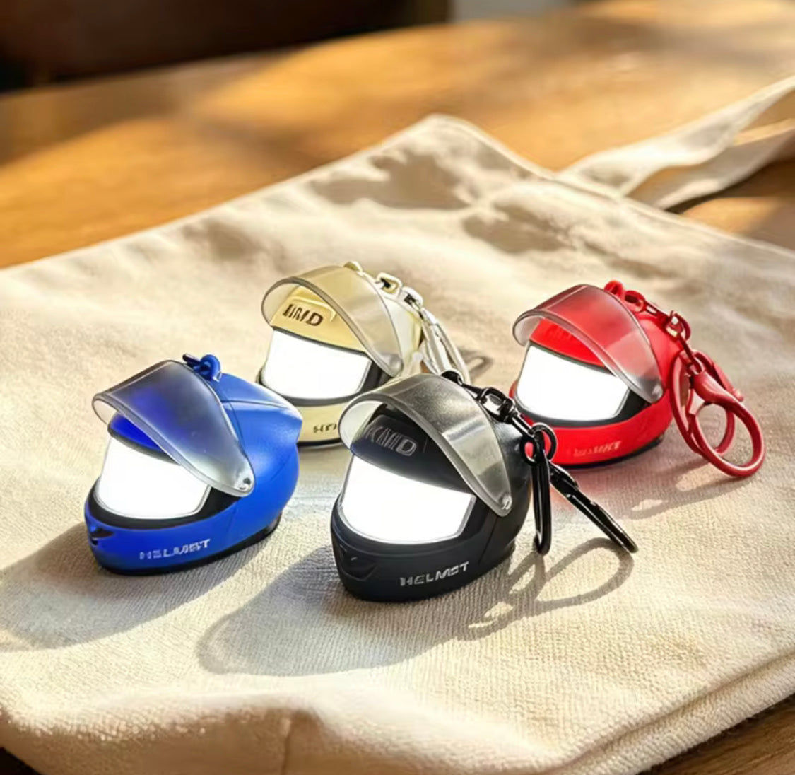 3D Luminous Motorcycle Helmet Light Keychain