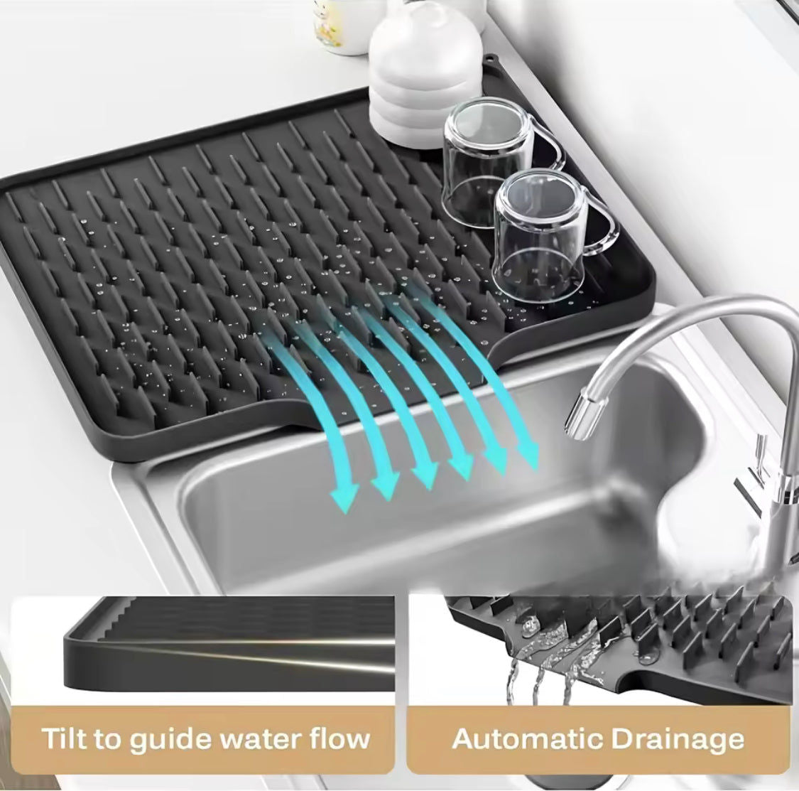 Silicone Anti Slip Kitchen Drain Mat