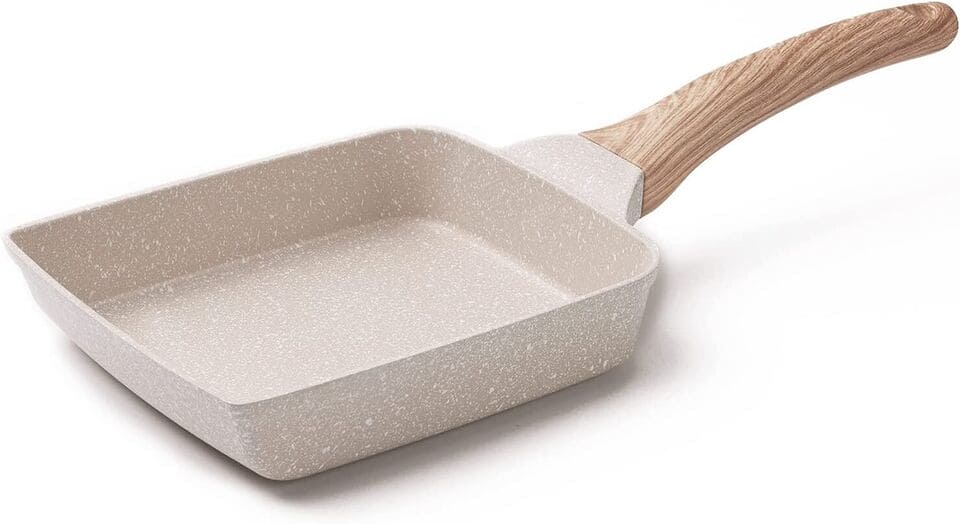 Square Ceramic Frying Pan With Wooden Handle
