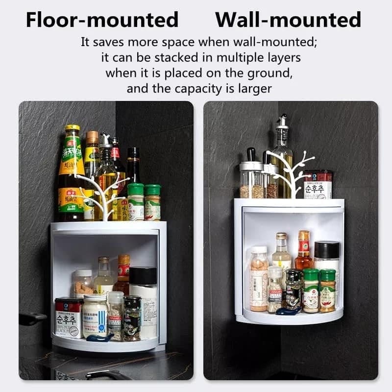 360° Rotating Triangle Corner Shelf With Door
