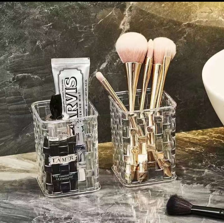 Acrylic Rattan Weave Makeup Brush Storage Box