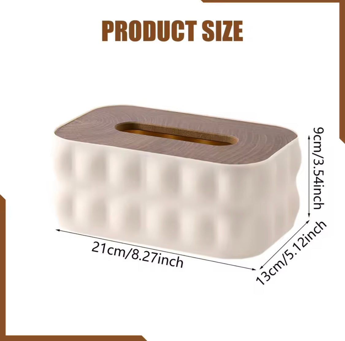 Decorative Square Tissue Box With Wooden Lid