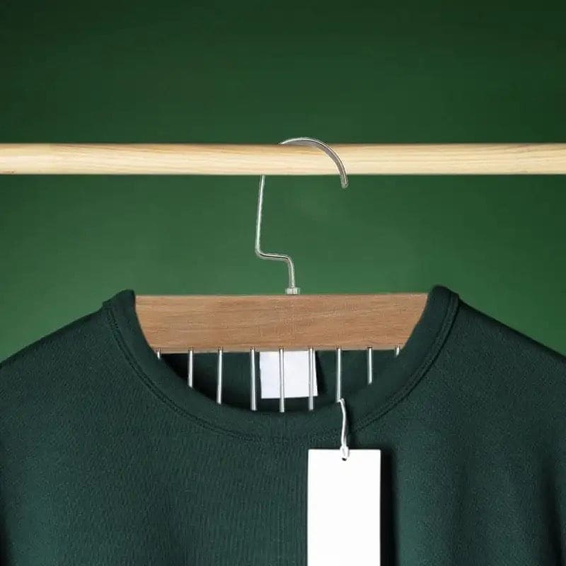 Wooden Suspender Hanger 8 Hook 360-Degree Swivel Closet Organizer