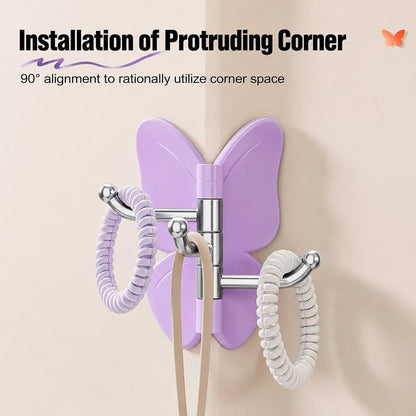Set Of 3 360 Rotating Butterfly Wall Hooks Self Adhesive Hanger