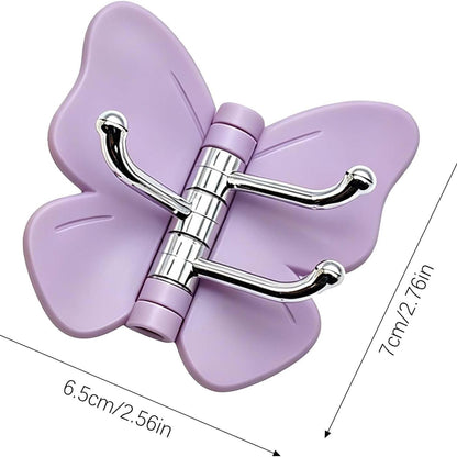 Set Of 3 360 Rotating Butterfly Wall Hooks Self Adhesive Hanger