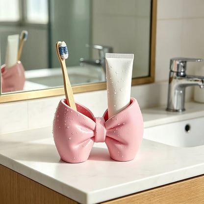 Bow Shaped Makeup Brush And Toothbrush Organizer