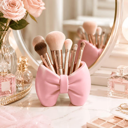 Bow Shaped Makeup Brush And Toothbrush Organizer
