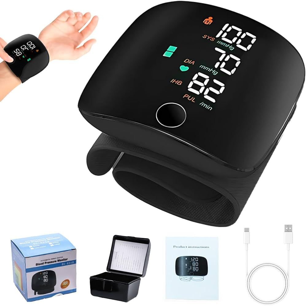 Adjustable Wrist Blood Pressure Monitor LCD Display Voice Broadcast