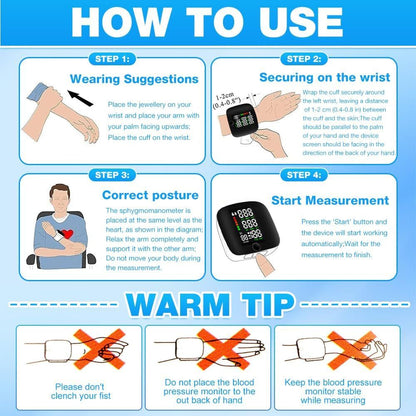 Adjustable Wrist Blood Pressure Monitor LCD Display Voice Broadcast