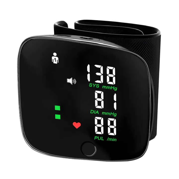 Adjustable Wrist Blood Pressure Monitor LCD Display Voice Broadcast