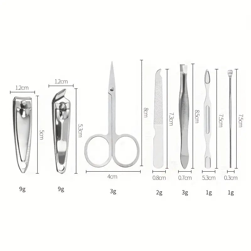 7 In 1 Manicure Kit Carbon Steel Pedicure Grooming Set