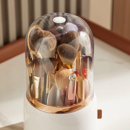 360° Rotating Makeup Brush Organizer With Lid