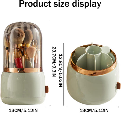 360° Rotating Makeup Brush Organizer With Lid