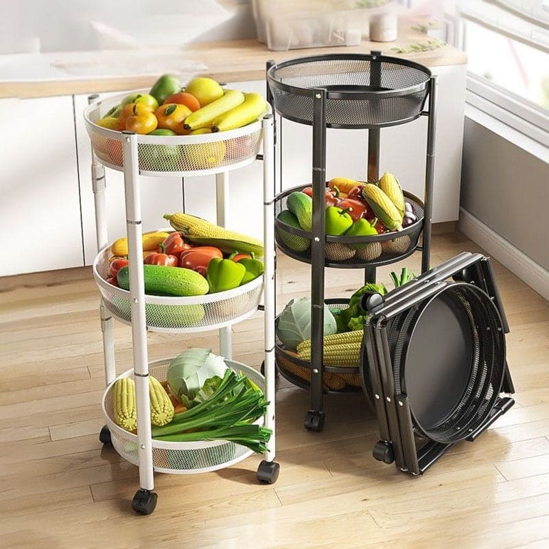 3 Tier Folding Storage Cart With Wheels
