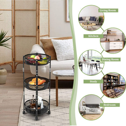 3 Tier Folding Storage Cart With Wheels