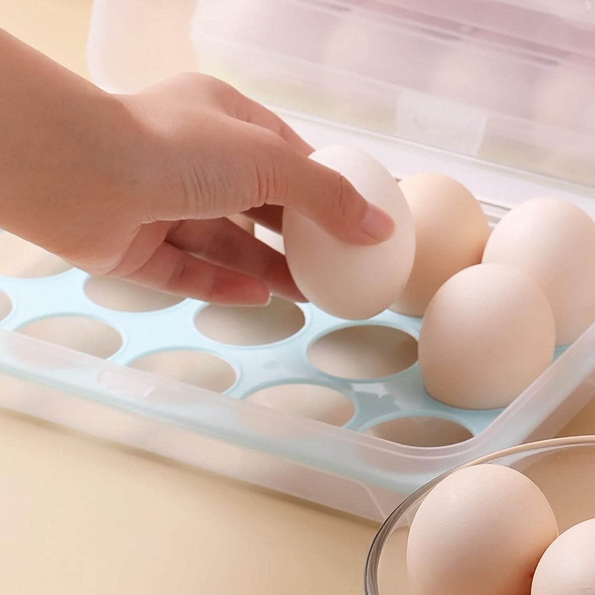 15 Frame Transparent Egg Storage Box With Lid