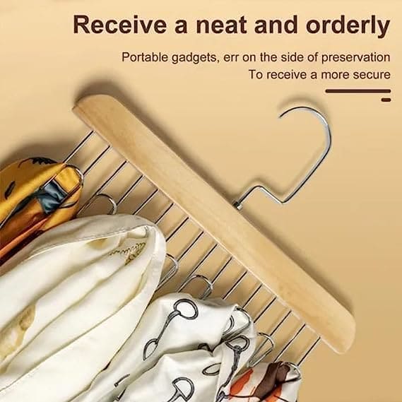 Wooden Suspender Hanger 8 Hook 360-Degree Swivel Closet Organizer