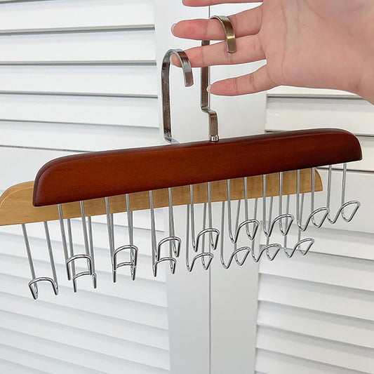 Wooden Suspender Hanger 8 Hook 360-Degree Swivel Closet Organizer