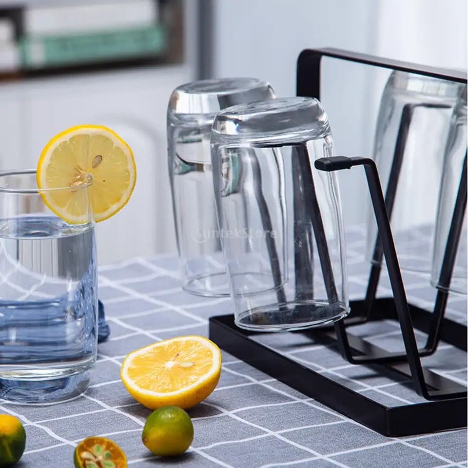 Iron Glass Stand 6 Hooks Cup Drying Rack
