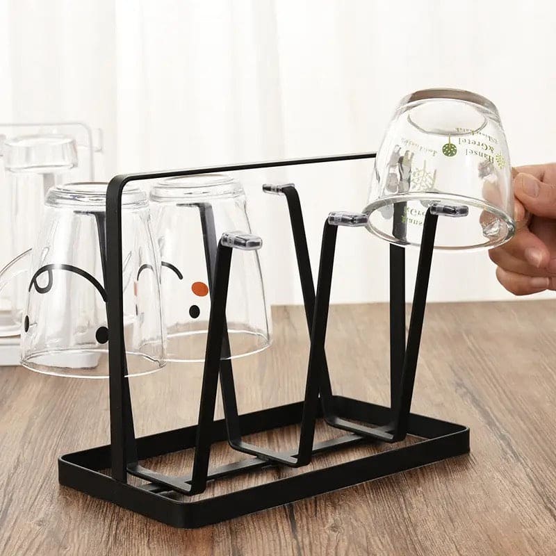 Iron Glass Stand 6 Hooks Cup Drying Rack