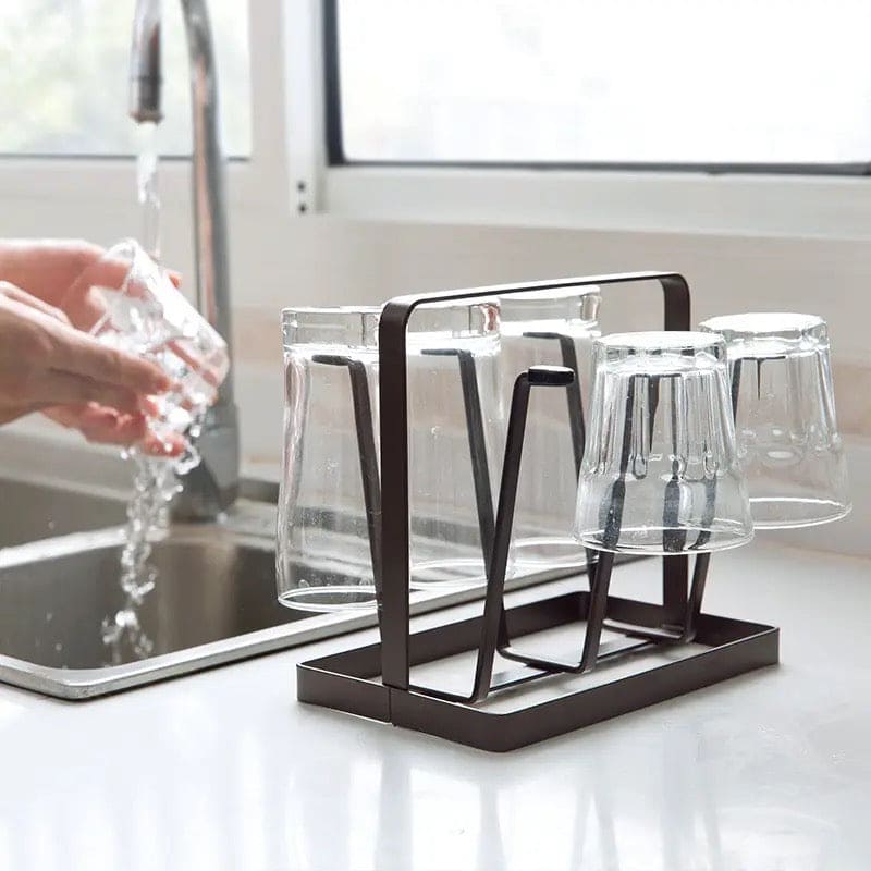 Iron Glass Stand 6 Hooks Cup Drying Rack