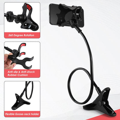Goose Neck Flexible Phone Holder Long Arm Metal Clamp Stand