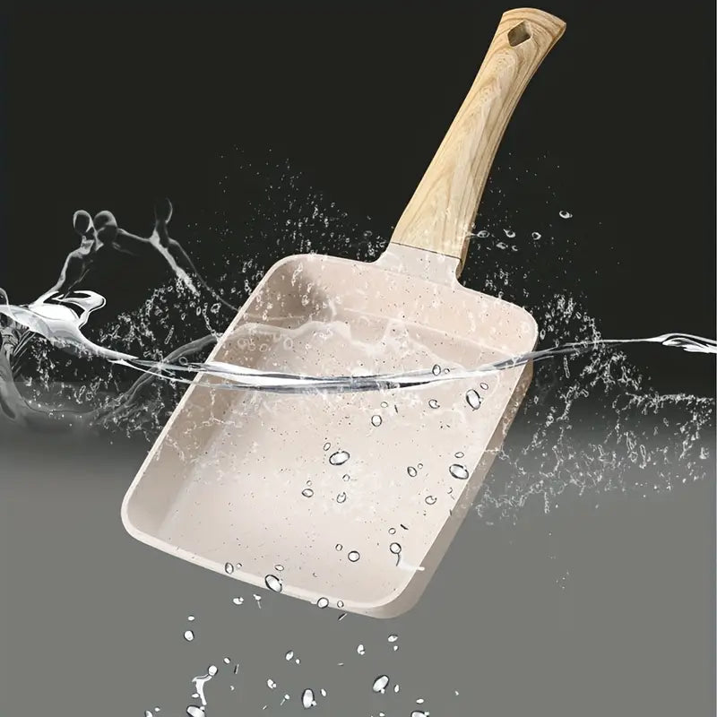 Square Ceramic Frying Pan With Wooden Handle