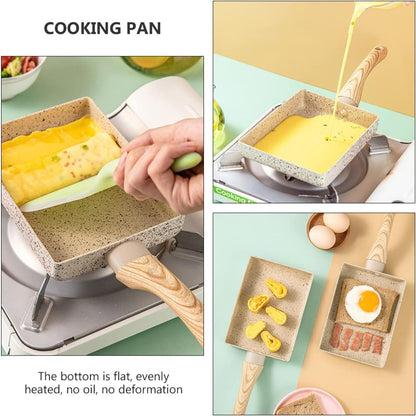 Square Ceramic Frying Pan With Wooden Handle