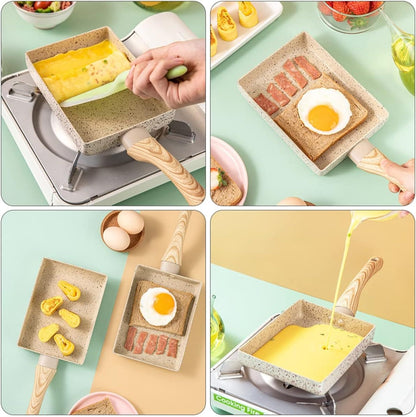 Square Ceramic Frying Pan With Wooden Handle