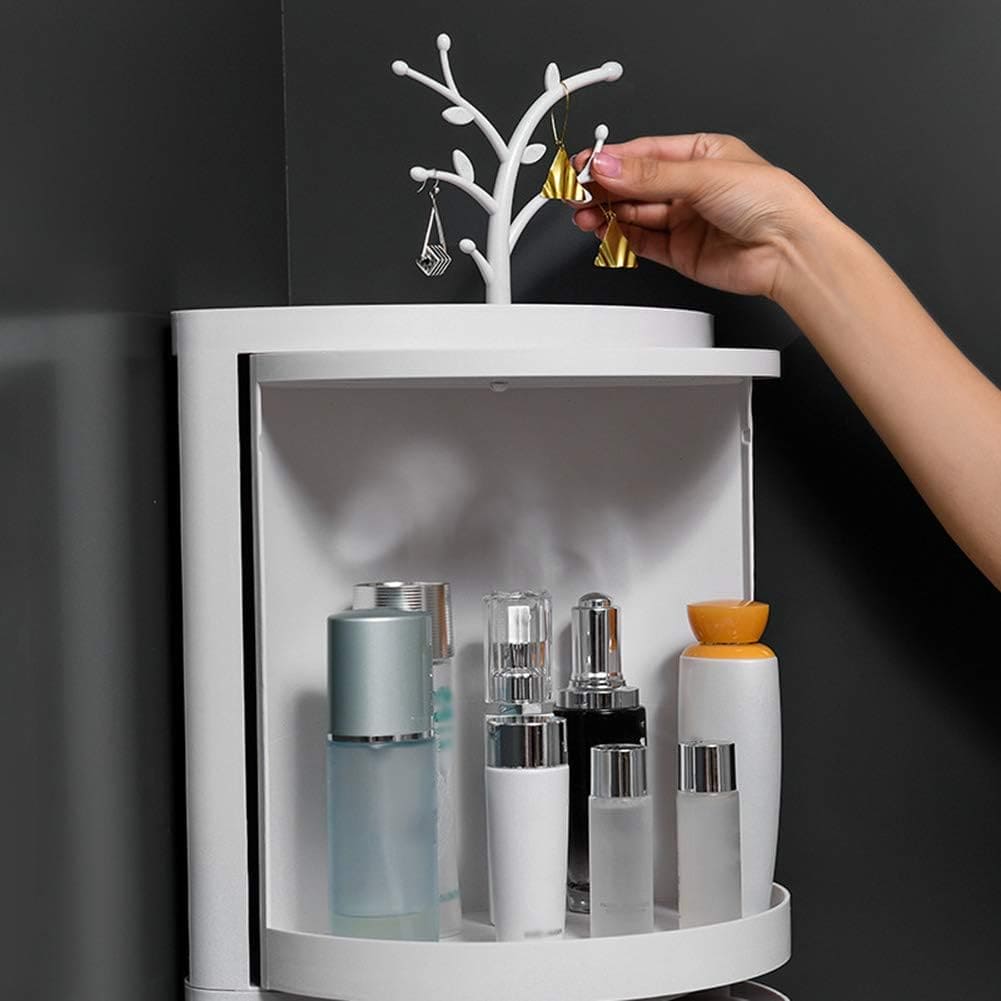 360° Rotating Triangle Corner Shelf With Door