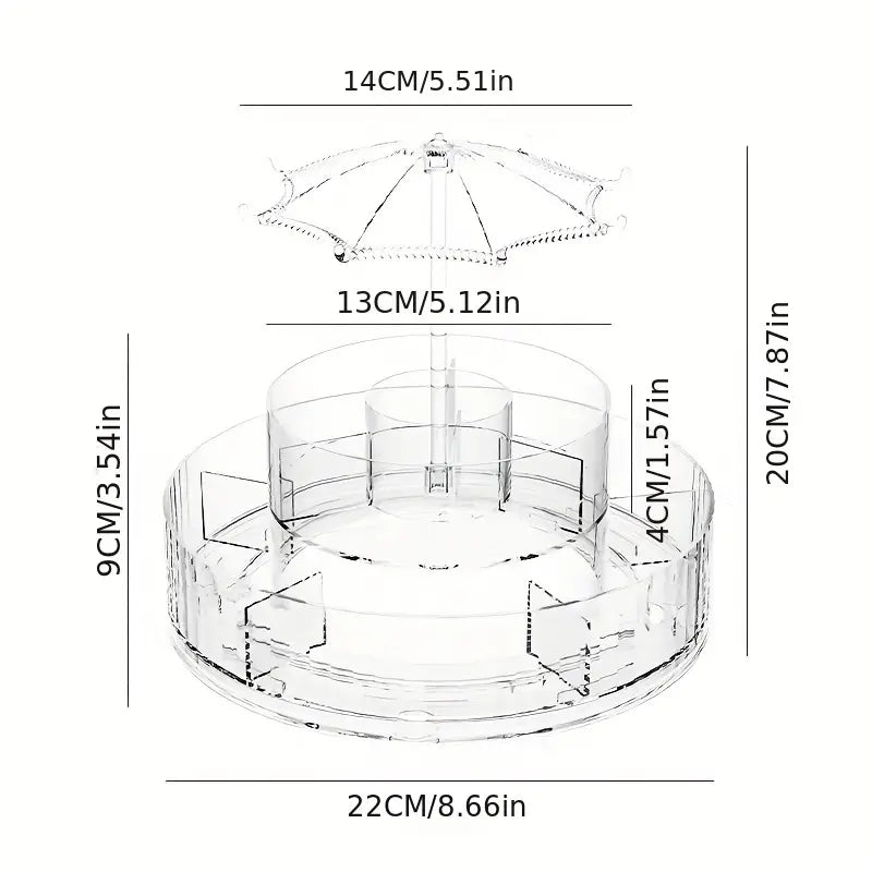 360° Rotating Umbrella Makeup Organizer With Hooks