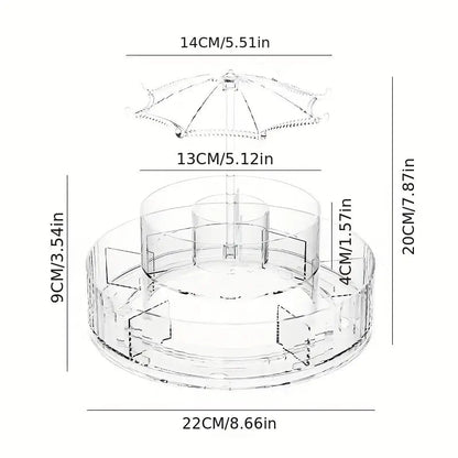 360° Rotating Umbrella Makeup Organizer With Hooks