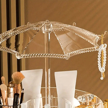 360° Rotating Umbrella Makeup Organizer With Hooks