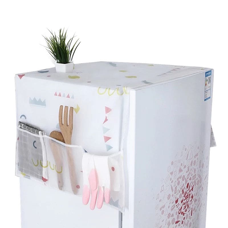 Printed Fridge Cover With 6 Pockets