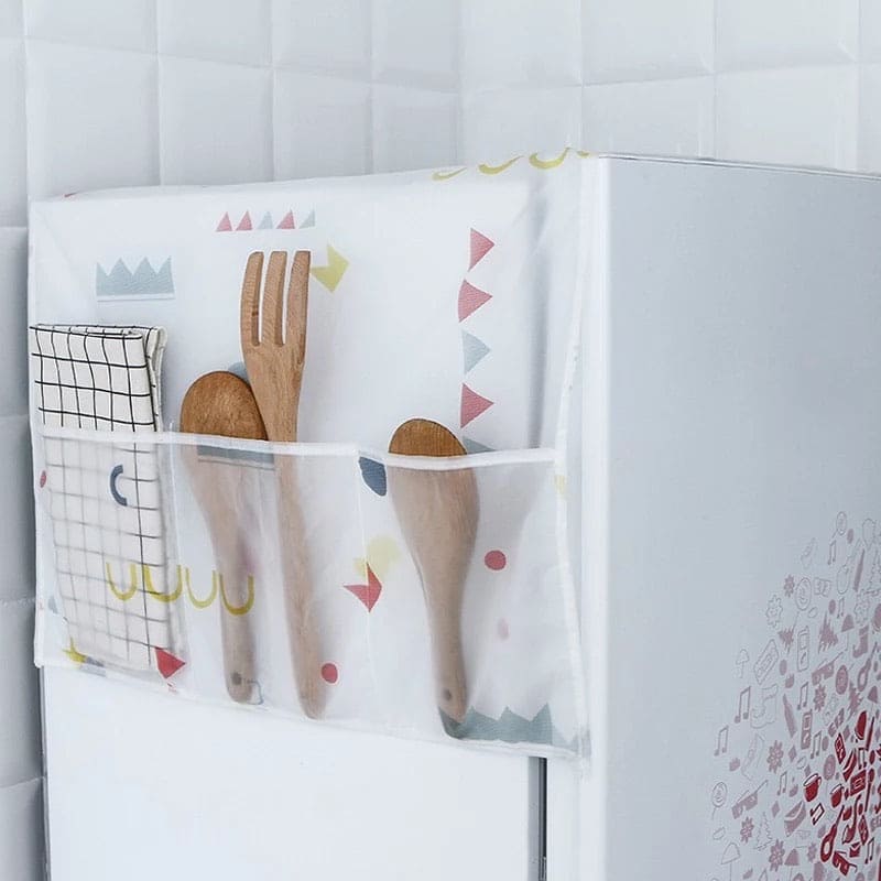 Printed Fridge Cover With 6 Pockets