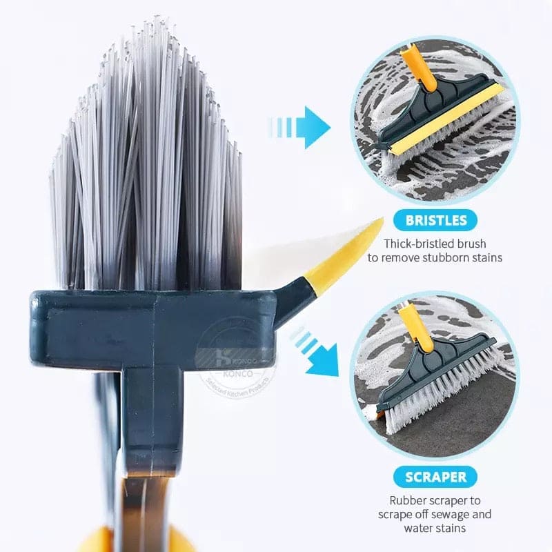2 In 1 Floor Scrub Brush With Wiper