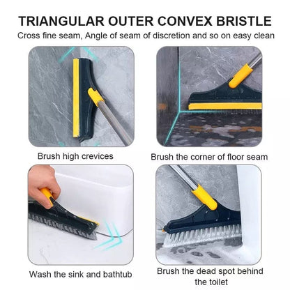 2 In 1 Floor Scrub Brush With Wiper