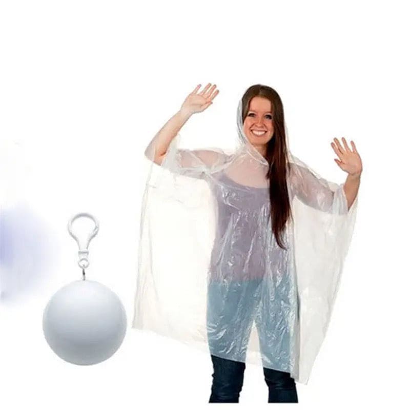 Portable Disposable Rain Poncho Ball With Hook