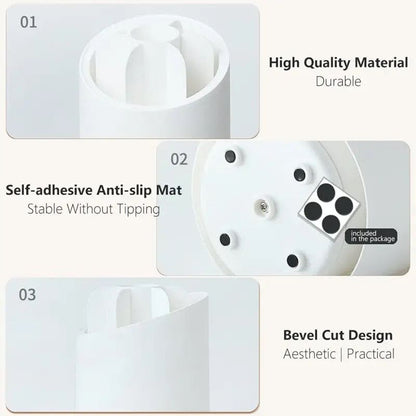 Oval Clear Rotating Makeup Brush Organizer With Lid