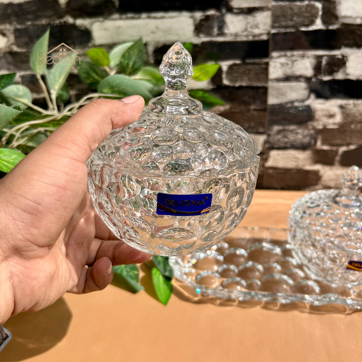 Delisoga Candy Dish Set of 3 Glass Jars with Tray