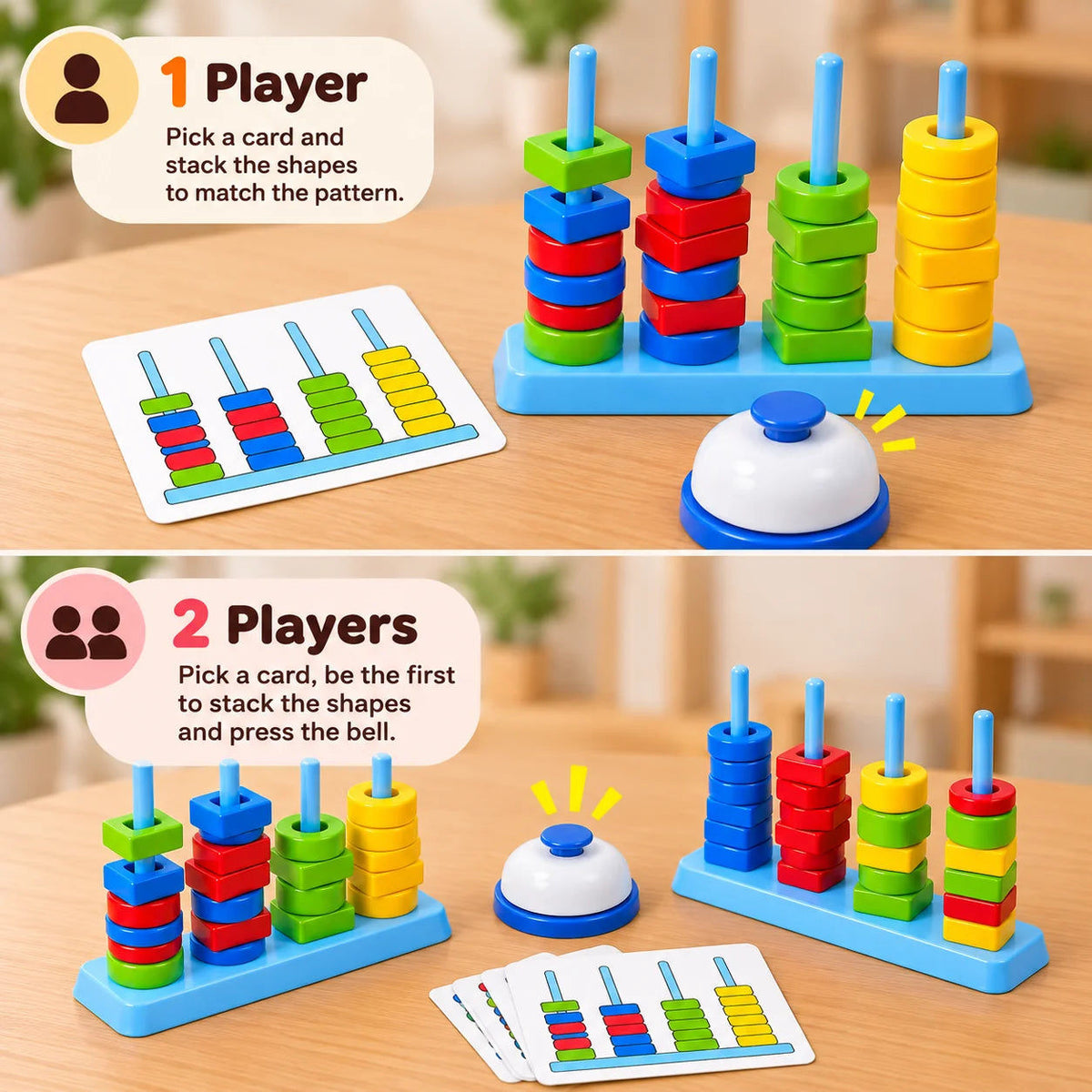 Color and Shape Stack Matching Interactive Mind Game Multiplayer