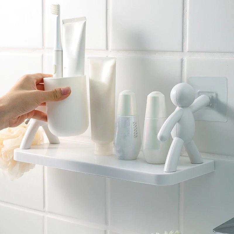 Creative White Plastic Bathroom Storage Shelf