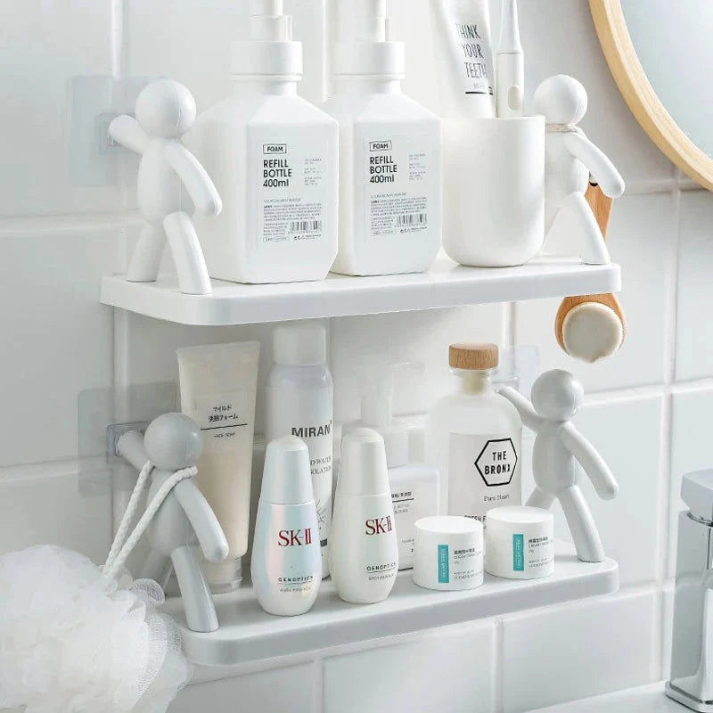 Creative White Plastic Bathroom Storage Shelf
