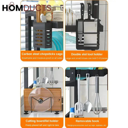 Two-Tier Over-Sink Dish Rack With Utensil Holders