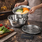 3-in-1 Stainless Steel Colander Bowl & Grater Set