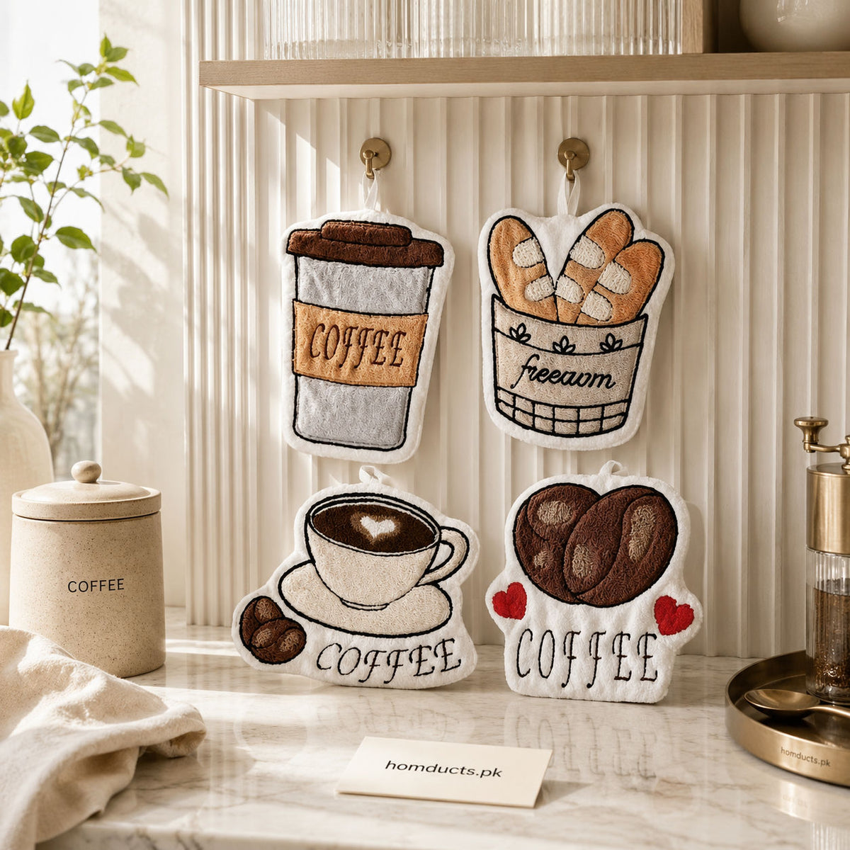 Coffee-Themed Microfiber Hanging Hand Towel