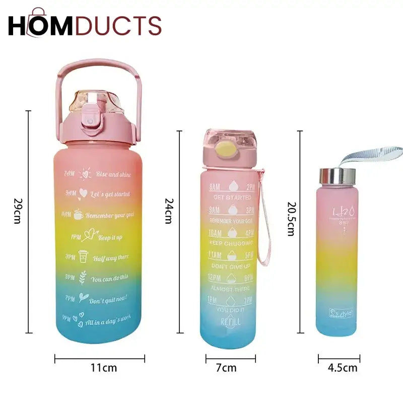 Motivational Water Bottle Set 3-Piece