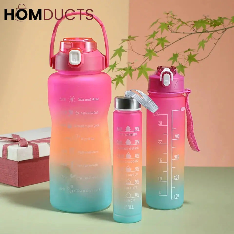 Motivational Water Bottle Set 3-Piece